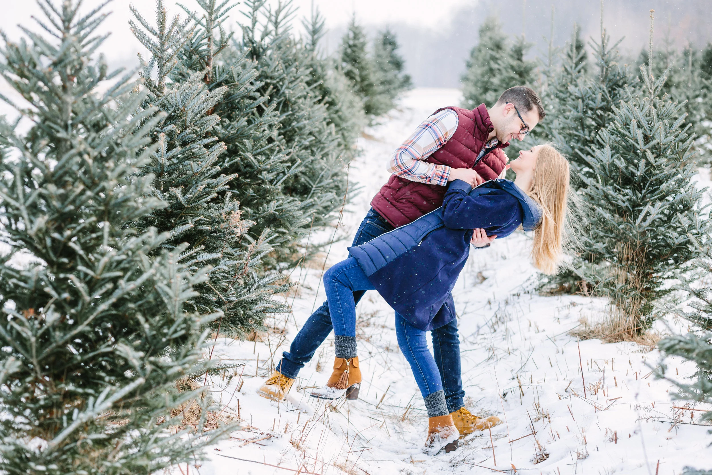  Joey + Kelly's Engagement Session at the Christmas Tree Farm in New Castle, PA 
