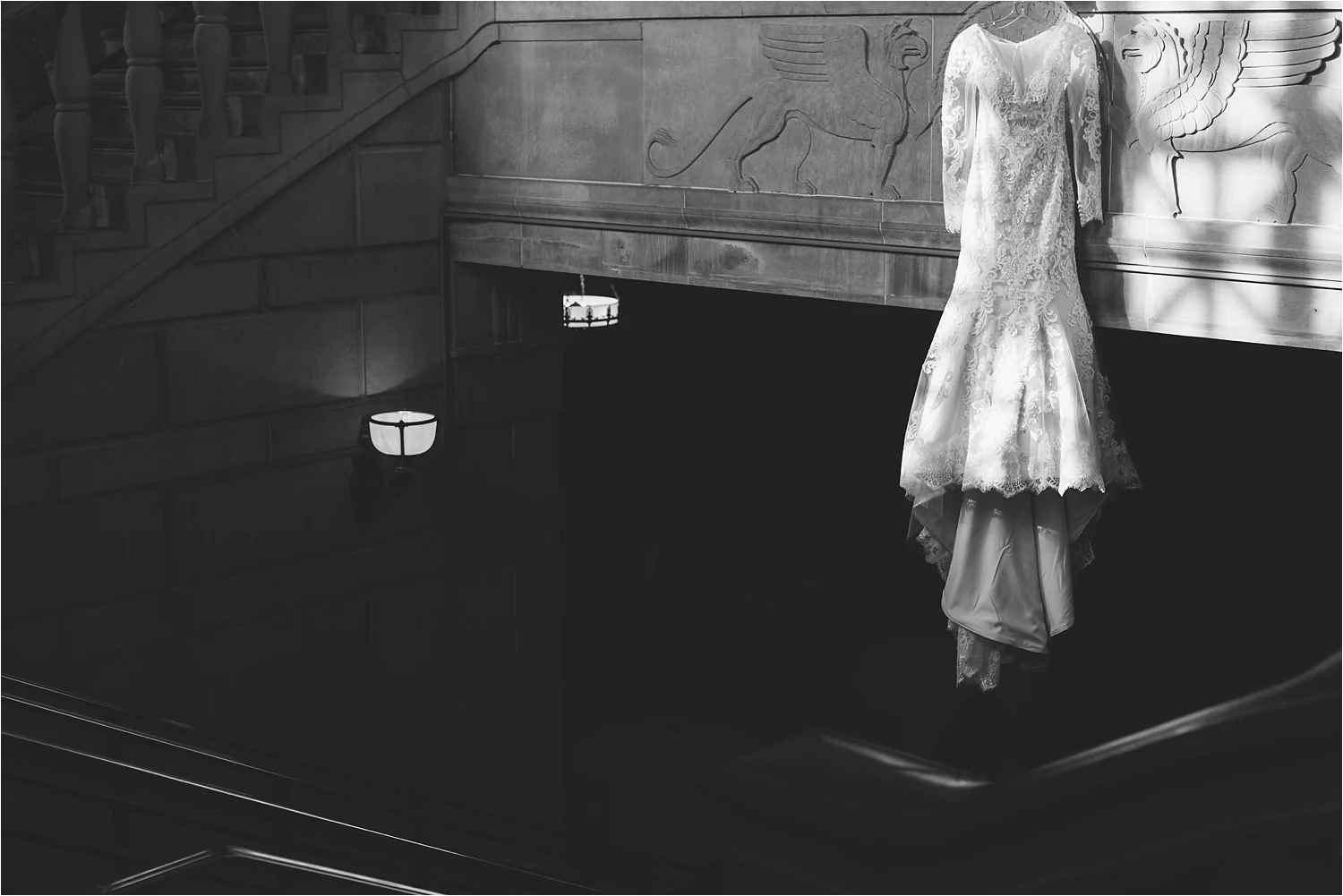  Jamie's dress was beyond beautiful. We had fun hanging it all over the place for photos! 