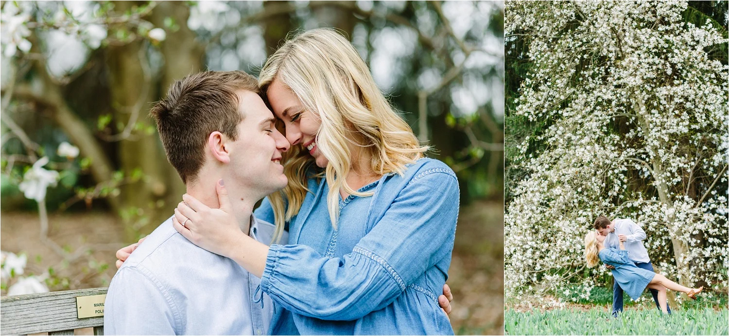  Funny story time. As we took photos by the blooming tree and I had Austin dip her down for a kiss, a group of elementary school kids on a field trip walked by and yelled 