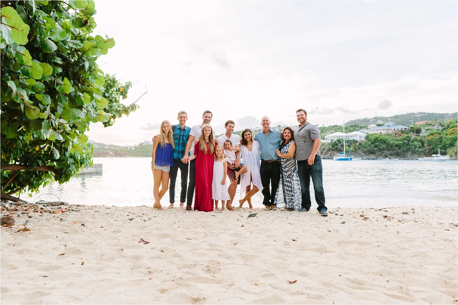   The whole crew together in paradise  