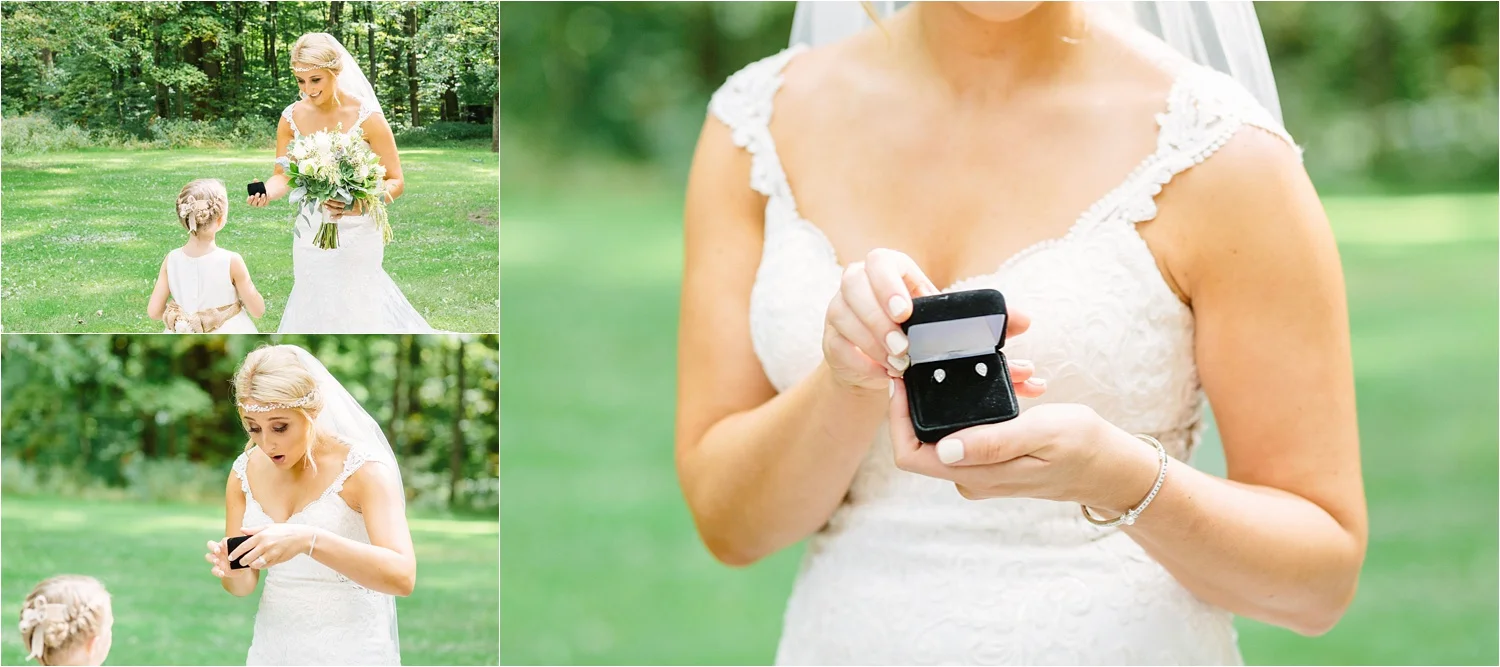  Jessica’s stepdaughter surprised her by bringing her earrings so she could change into them to walk down the aisle. Precious! 