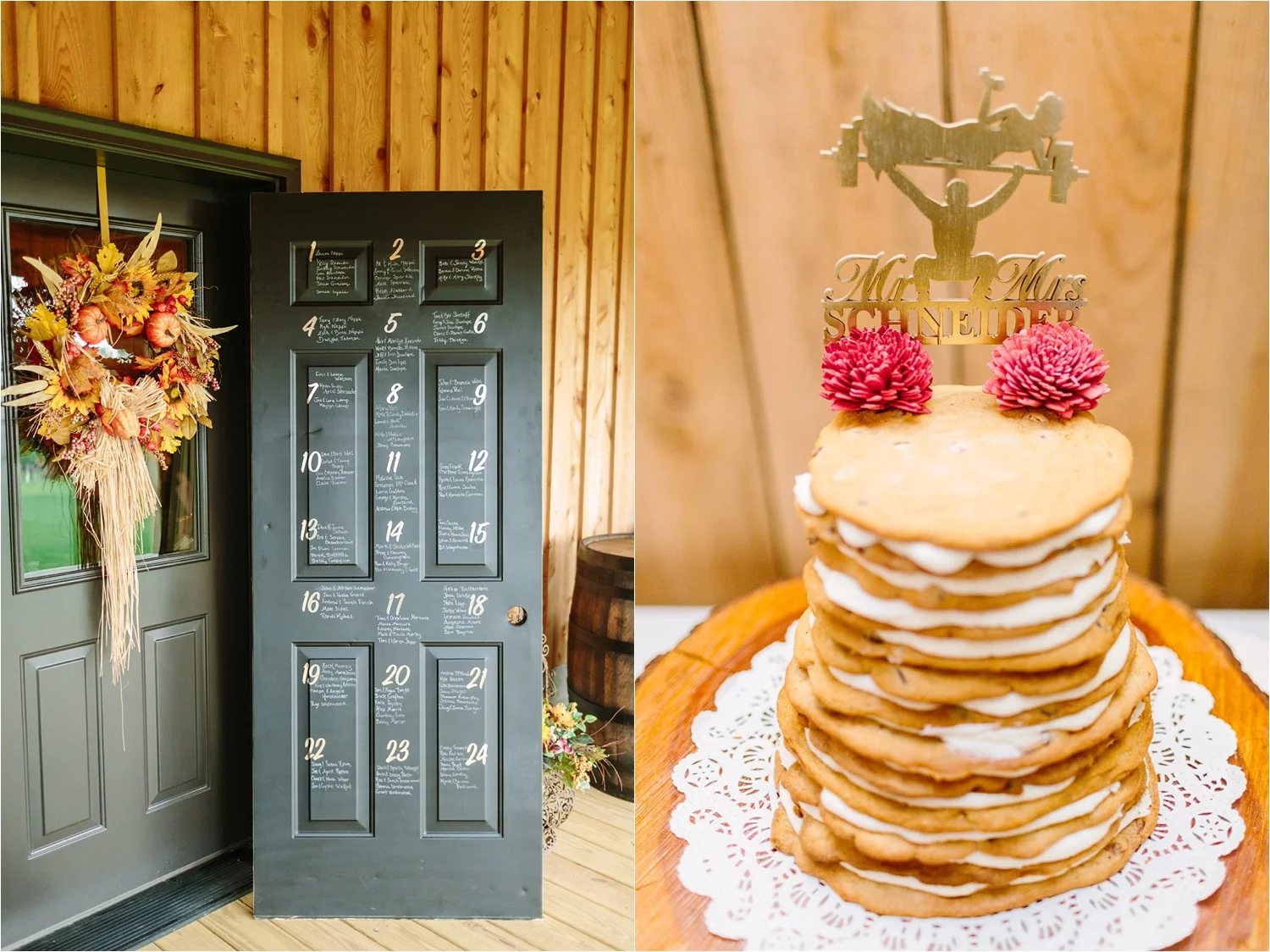  A few reception details I loved: guest list door & their fitness cake topper. 