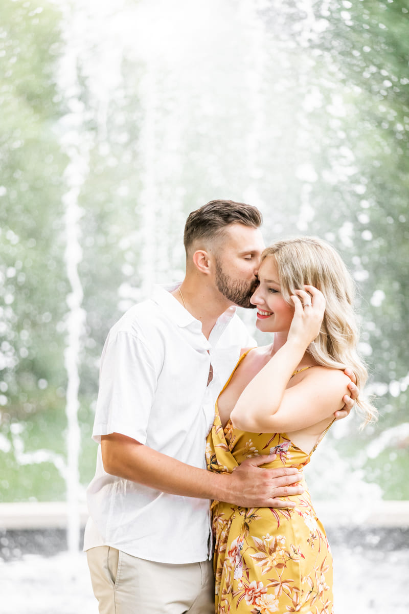 Fellows Riverside Gardens engagement session at fountain